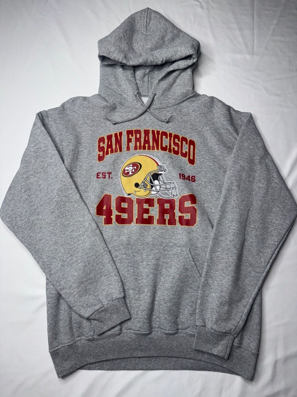 San Francisco 49ers NFL Team Apparel Pullover Hoodie Gray Est 1946 Large